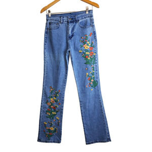Diane Gilman Womens 2 Heavily Embroidered Jeans Bootcut Bohemian Western‎ Floral